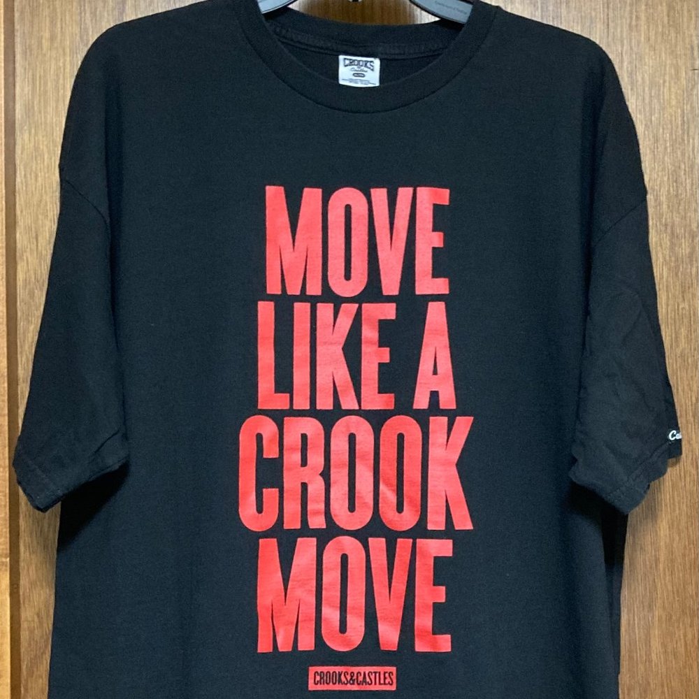vintage Crooks & Castles Jay-Z quote shirt "Move like a crook move", sz XL Y2K